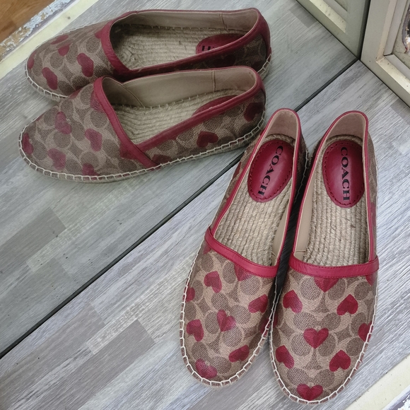 Coach Women's Red and Brown Espadrilles - Picture 1 of 11